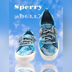 Sperry Women’s Blue Tie-Dye Canvas Sneakers – Size 9.5